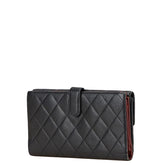 シャネル マトラッセ ココマーク 長財布 ブラック キャビアスキン レディース CHANEL 【中古】